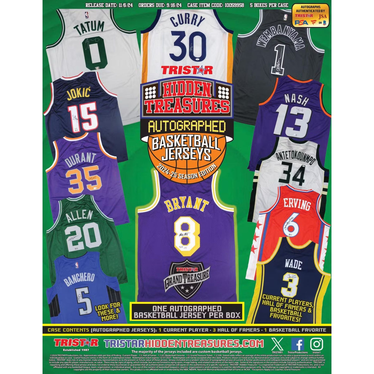 2024/25 TriStar Hidden Treasures Autographed Basketball Jersey Season Edition Hobby Box