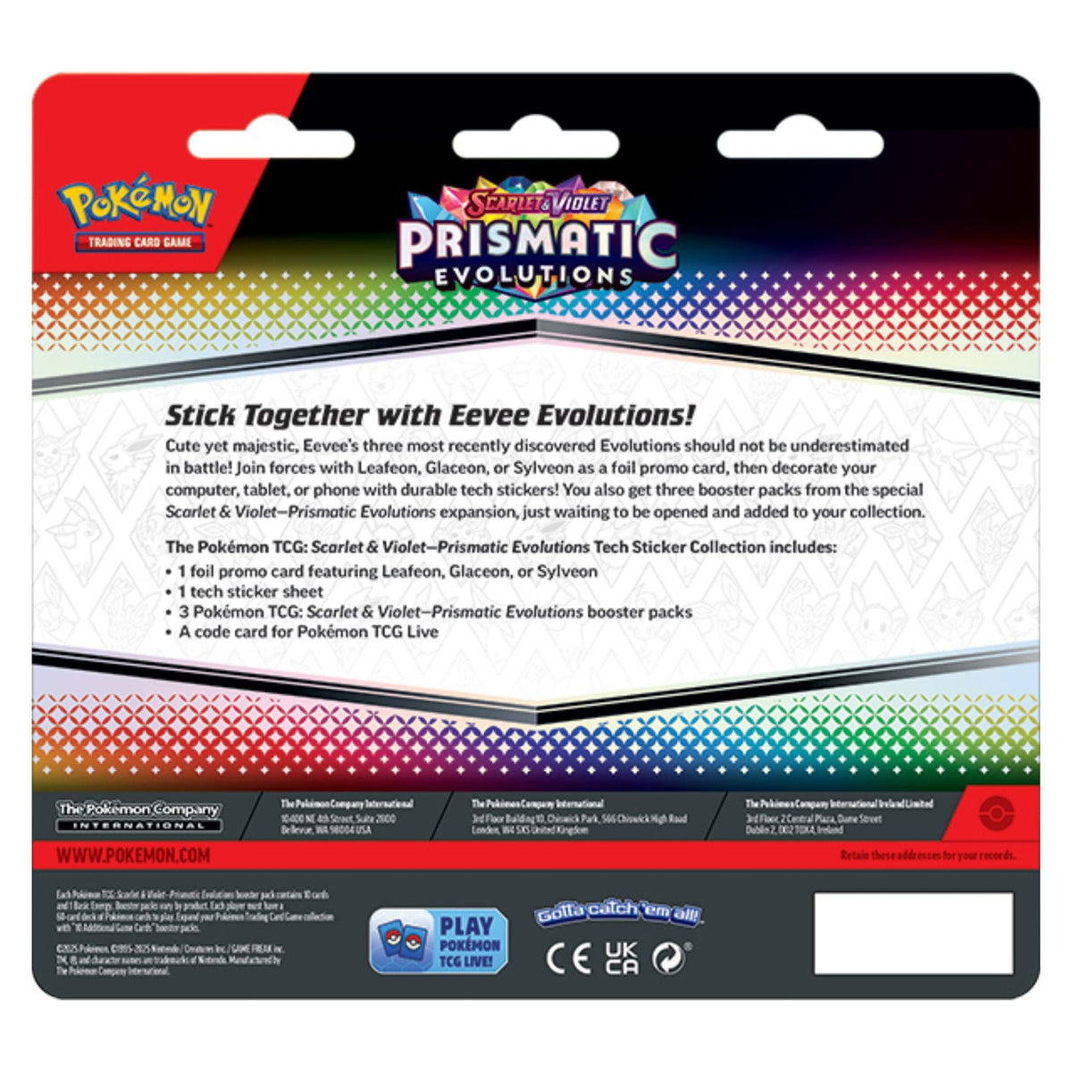 Pokemon Scarlet & Violet Prismatic Evolutions Tech Sticker Collection