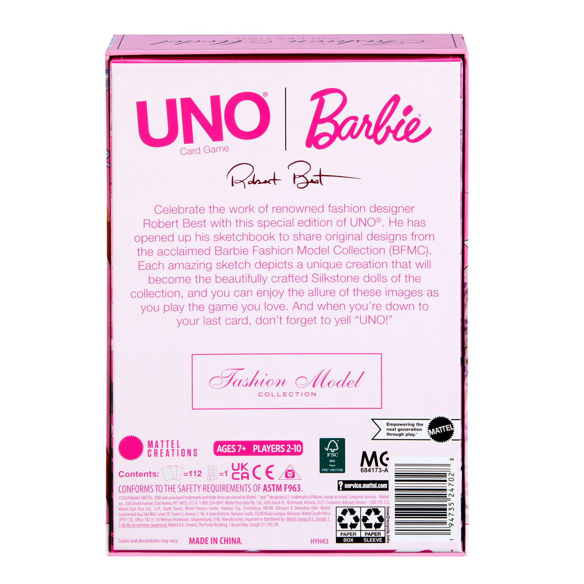 UNO Canvas Barbie Fashion Model Collection Deck