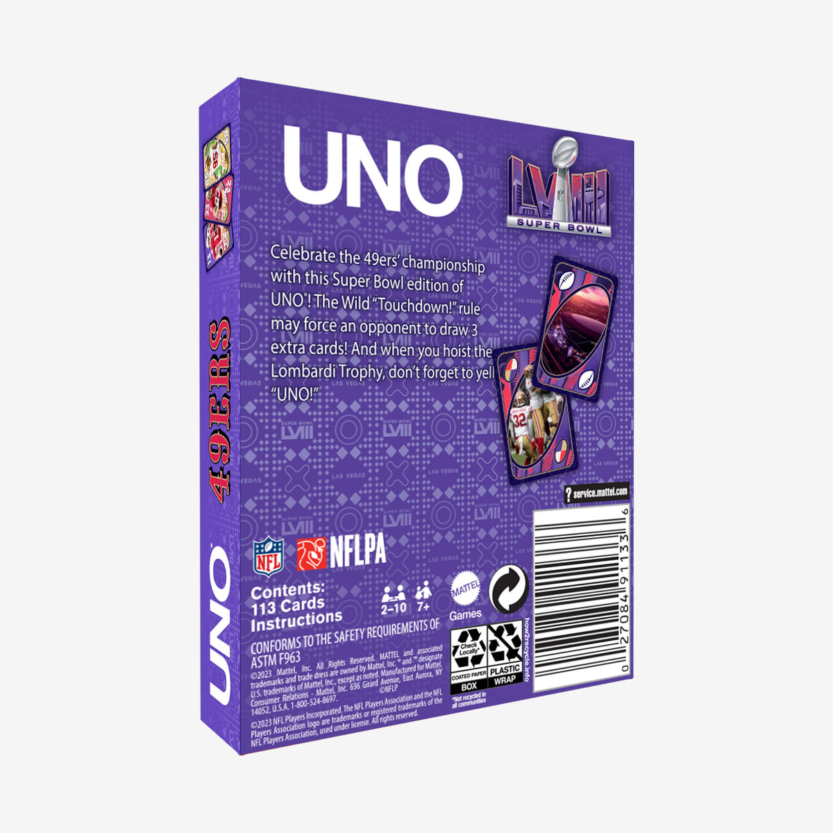 UNO LVIII Super Bowl Card Game San Francisco 49ers